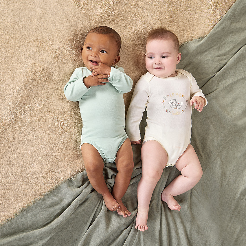 Lot de 3 bodies manches longues unis pour bébé 