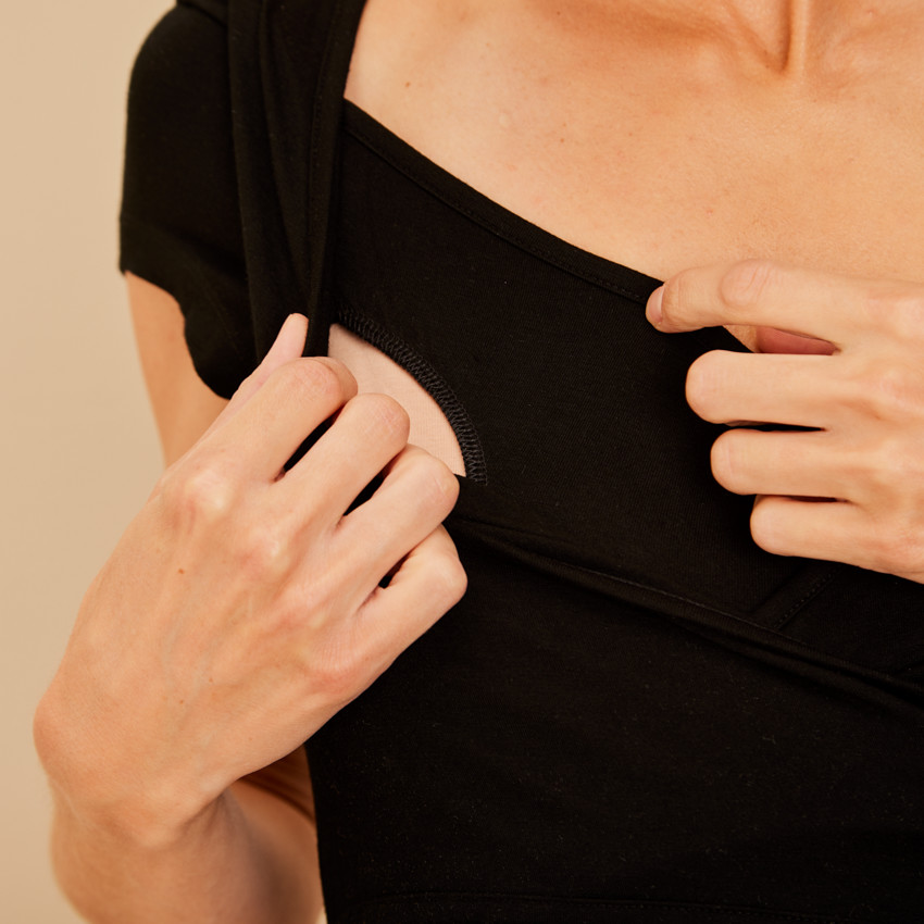 Set van 2 t-shirts met korte mouwen voor zwangerschap en borstvoeding, gekruist 