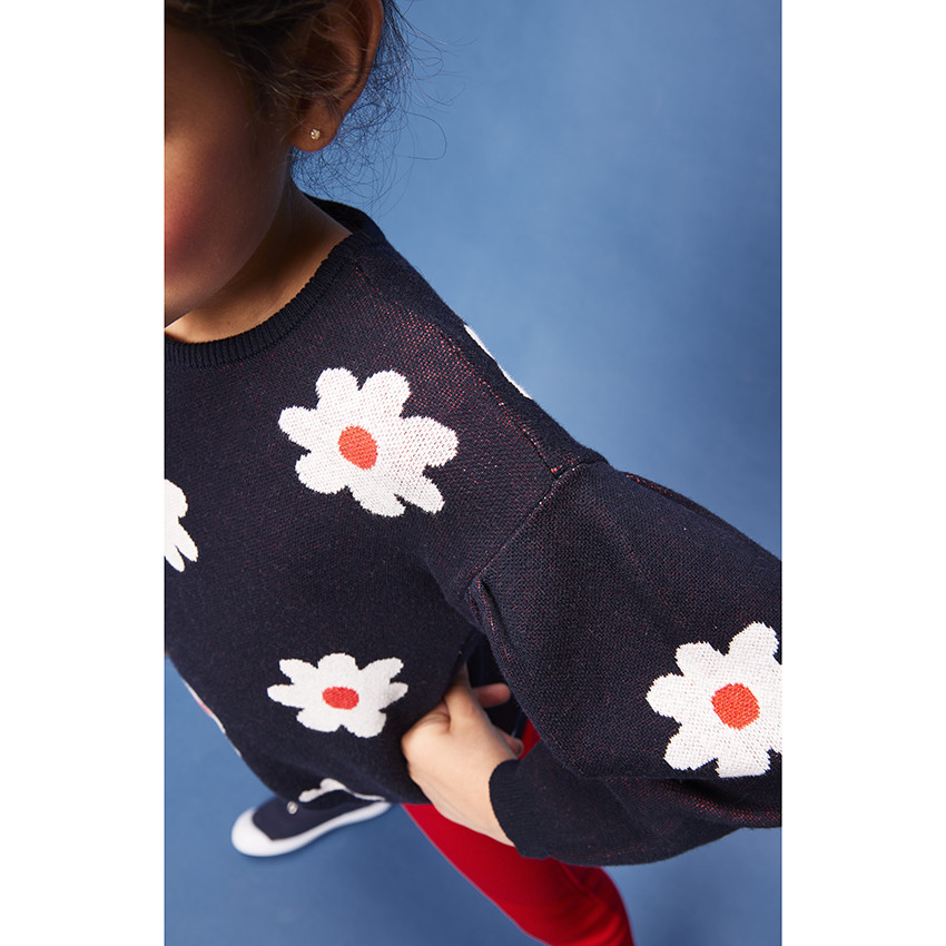 Trui van tricot met bloemen in jacquard voor meisjes 