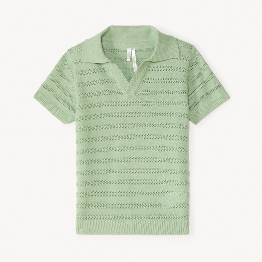 Korte mouwen gebreide polo met fantasie en opengewerkt voor jongensbaby's 
