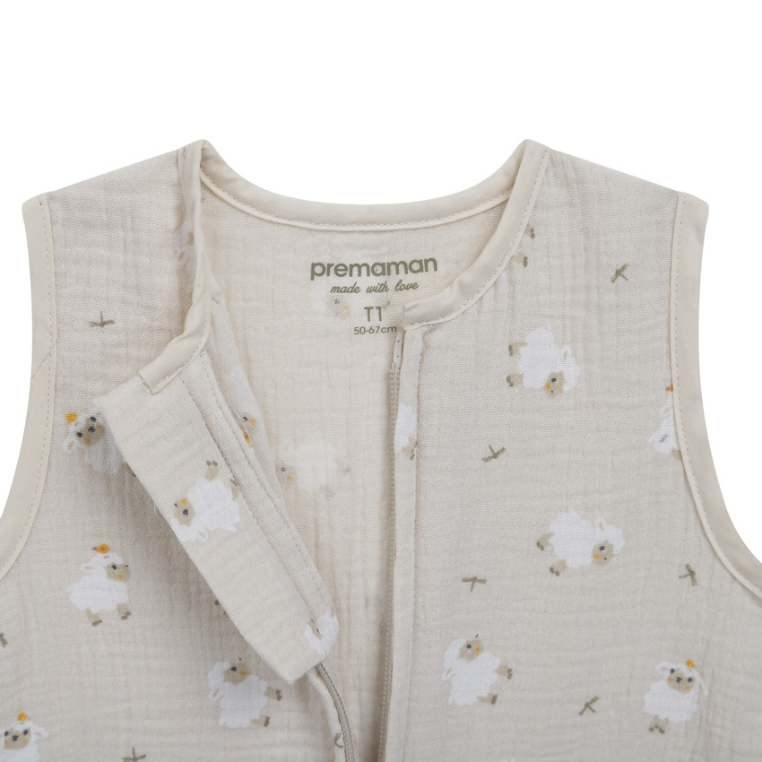 Gigoteuse TOG 0.5 en gaze imprimée moutons La Vie à la Ferme 