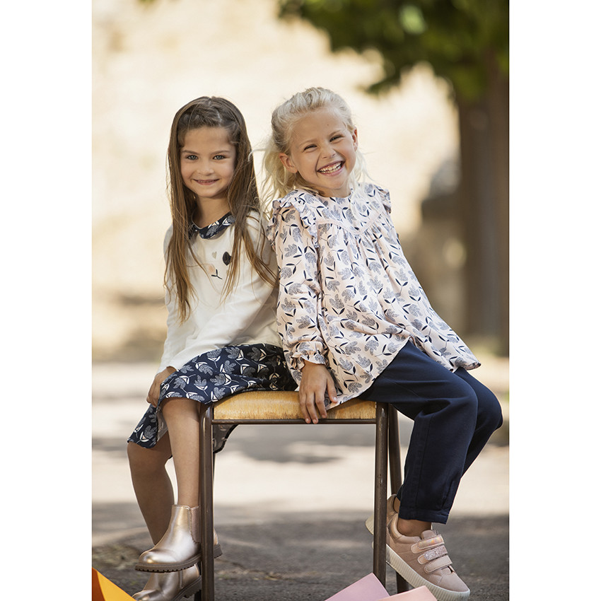 Pantalon en toile taille haute pour fille 