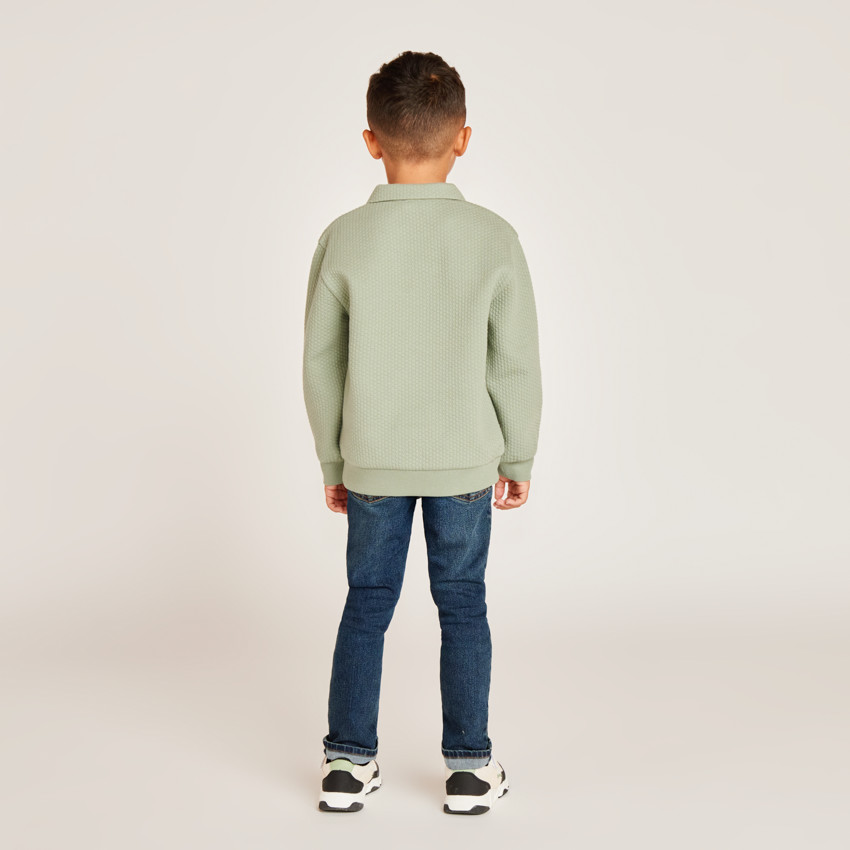 Sweatshirt met plissé-effect en polo-kraag jongens 