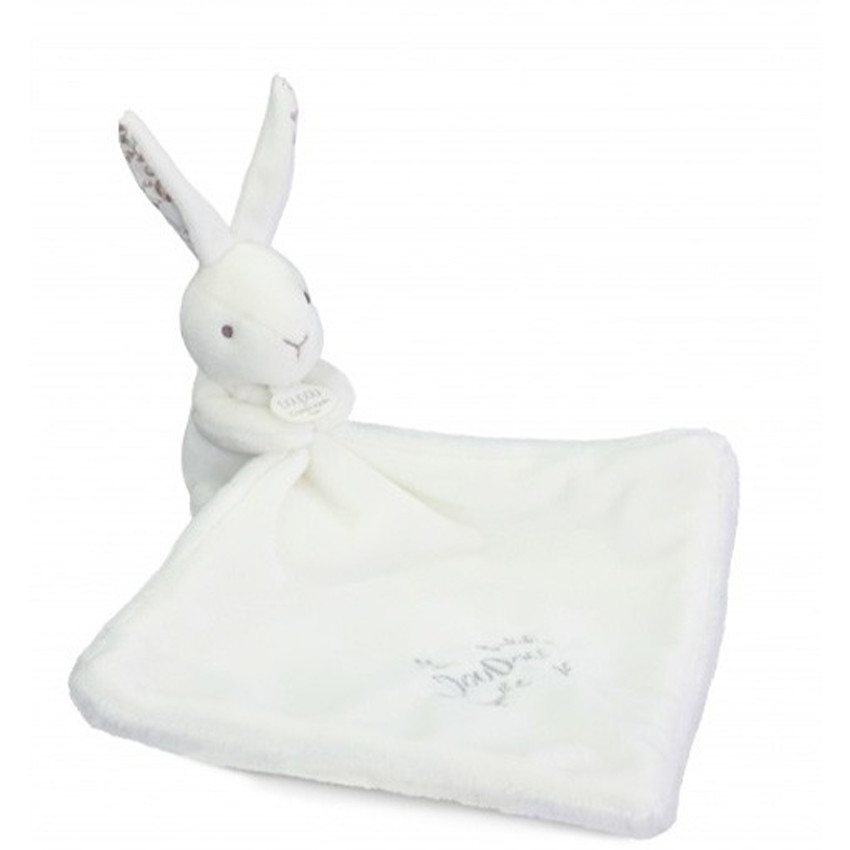 Doudou Lapin mouchoir 10cm Blanc 
