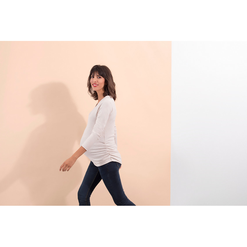 Pull de grossesse uni en tricot doux 