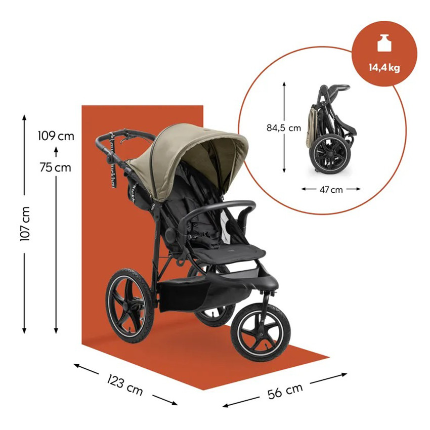 Poussette Jogger Runner 3 Tout-terrain Olive 