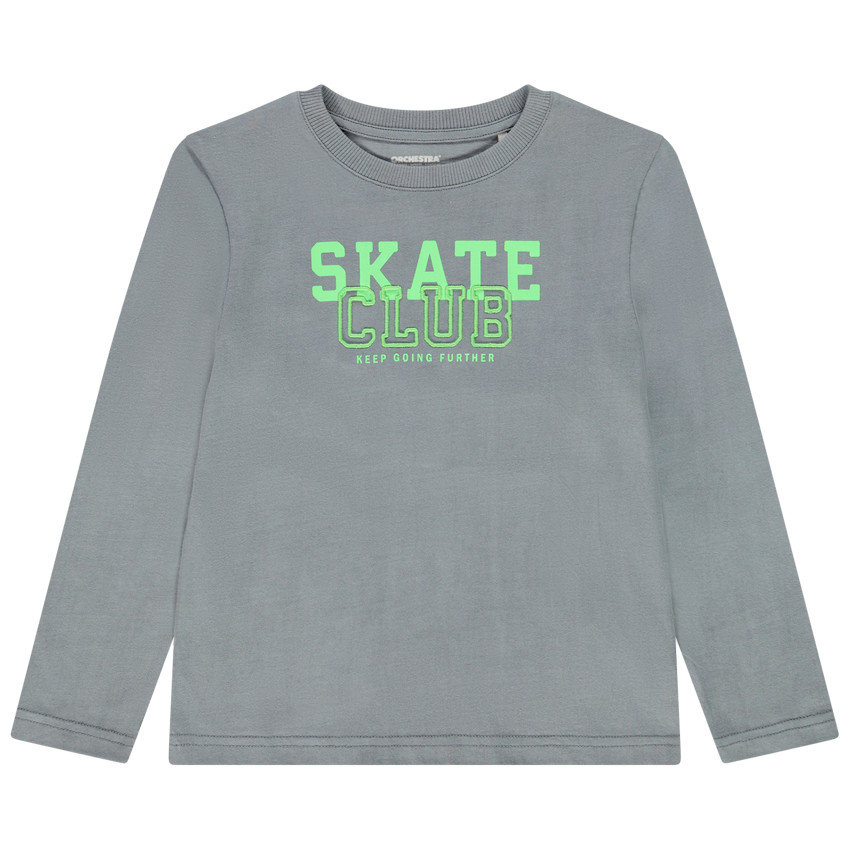 Langarm T-shirt in jersey met print en borduursel voor jongens 