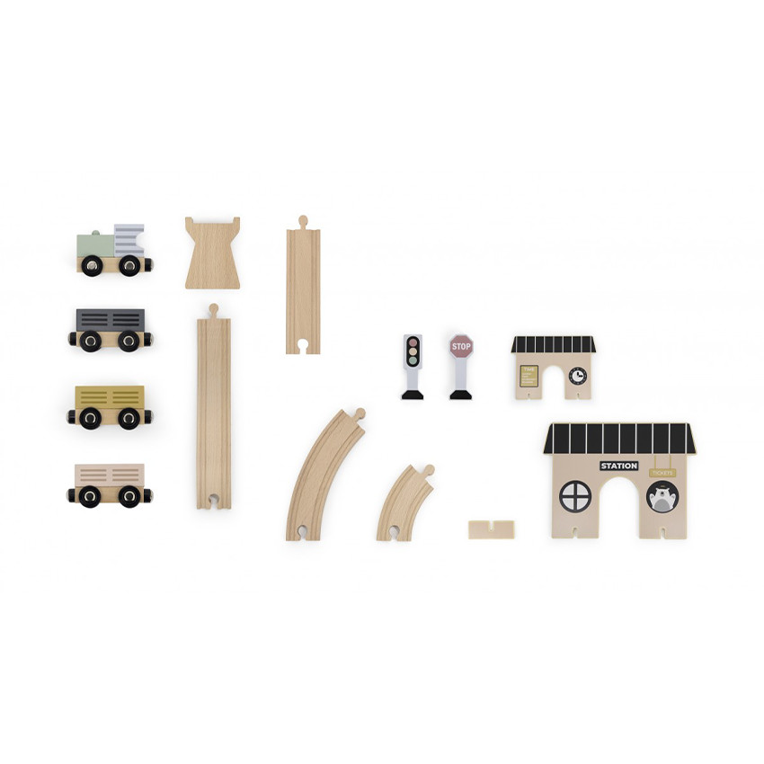 Set d'extension pour train en bois Station ferroviaire 20 pièces 