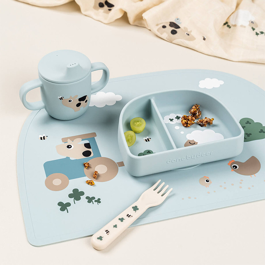 Siliconen oefenbeker Tiny Farm Blauw 