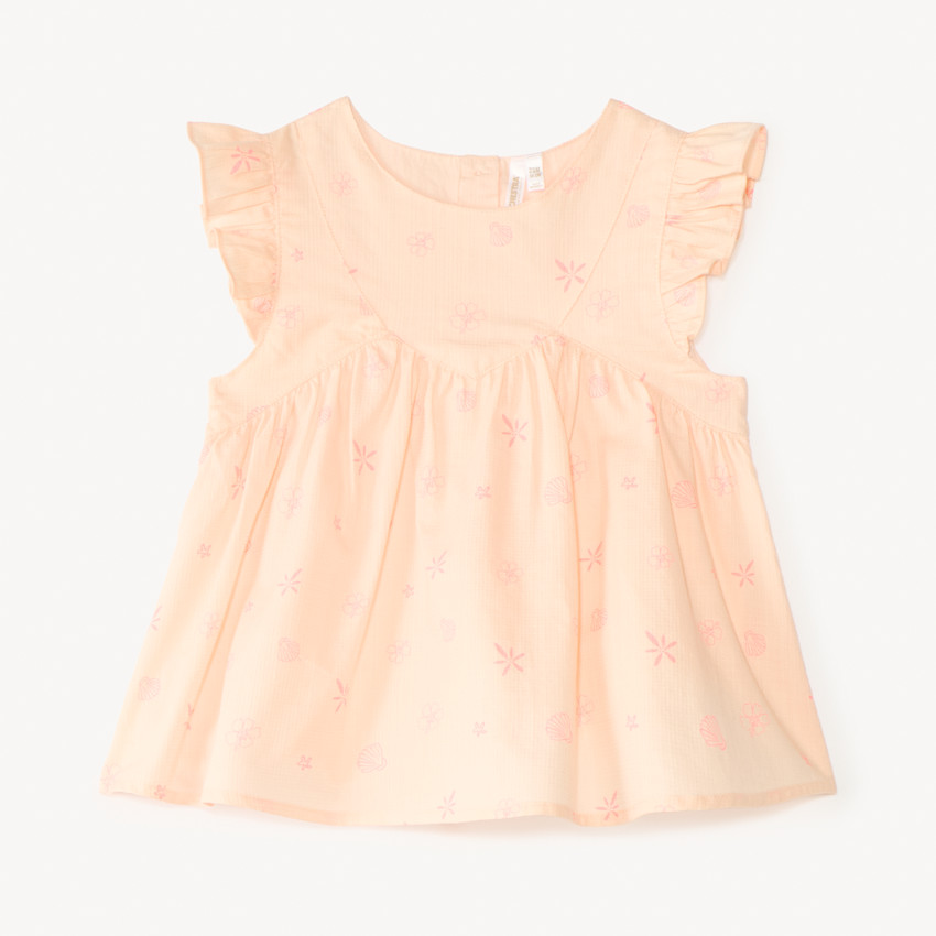 Tunique à manches courtes imprimée de coquillages pour bébé fille 