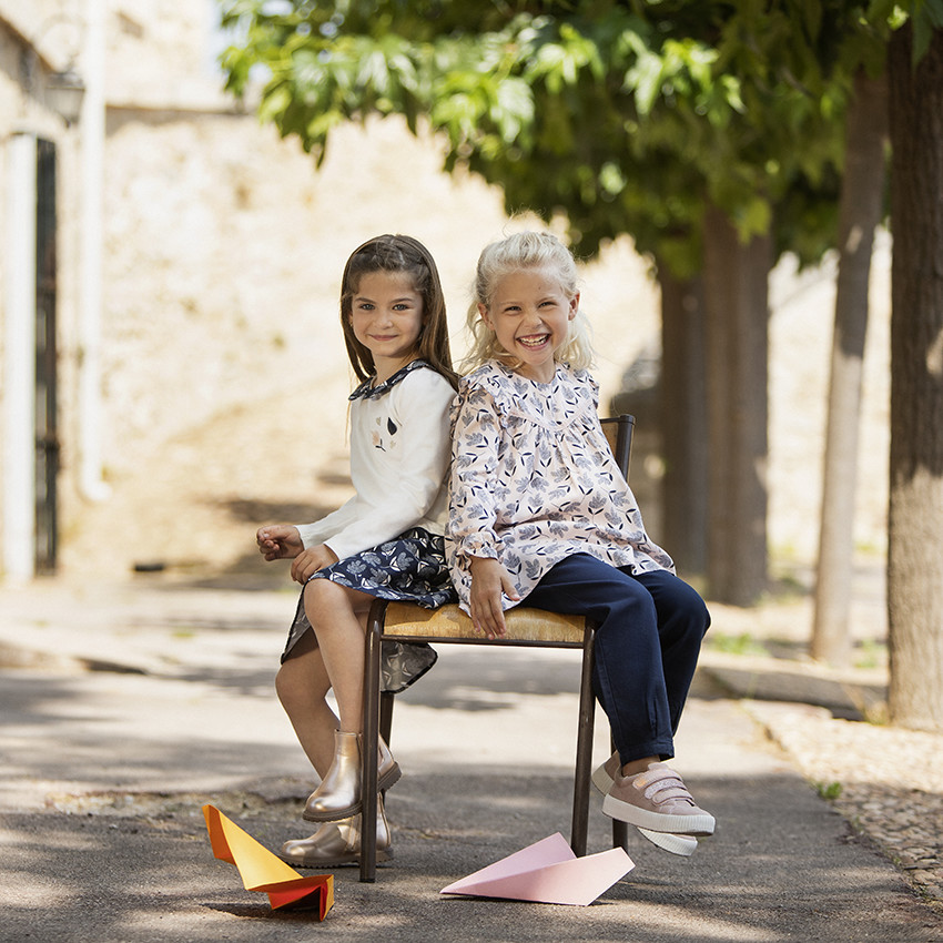 Pantalon en toile taille haute pour fille 