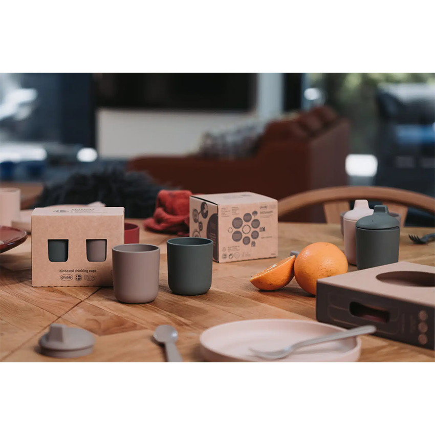 Set van 2 Bekers met Drinktuit Tiny Bioplastic – Beige/Mokka 