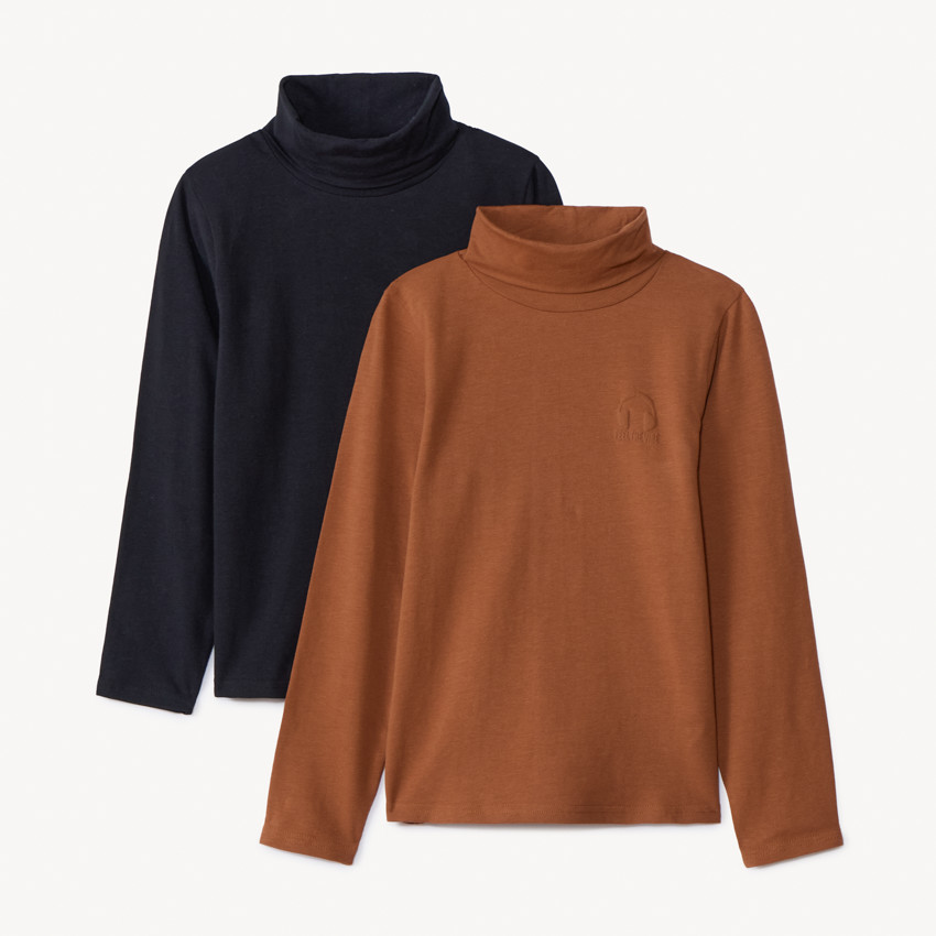 Set van 2 effen coltruien met ton-sur-ton puff print voor jongens 
