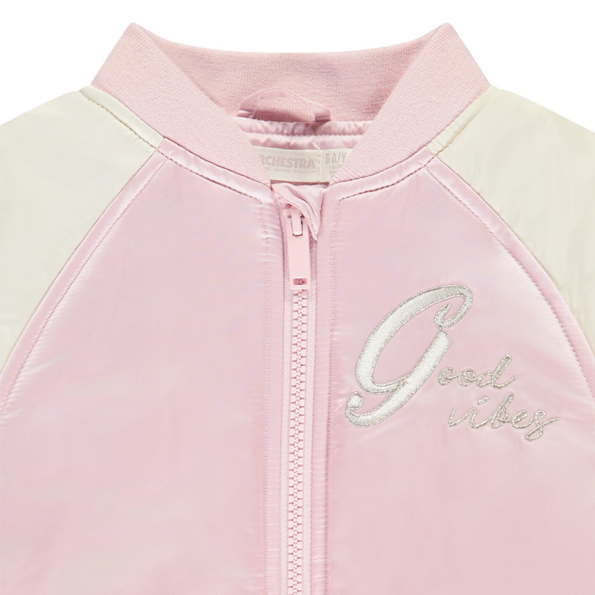 Blouson teddy bicolore avec écriture brodée pour fille 