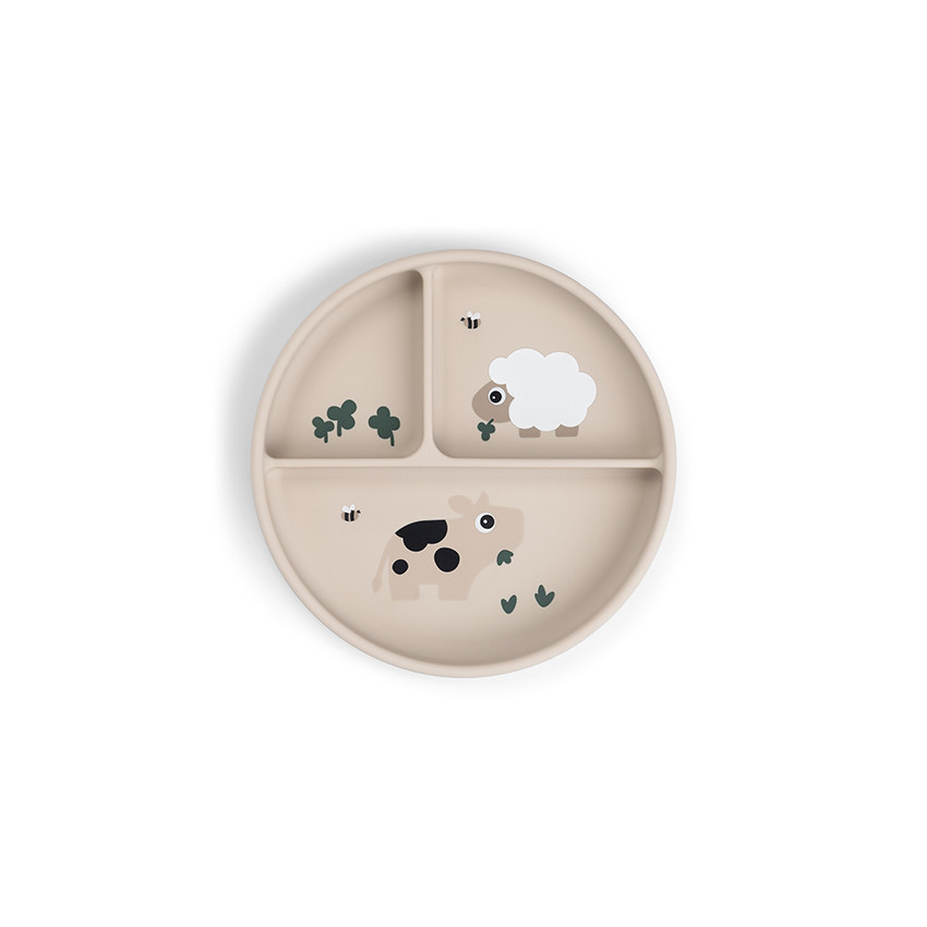 Assiette compartimentée Stick&Stay Tiny farm Sable 