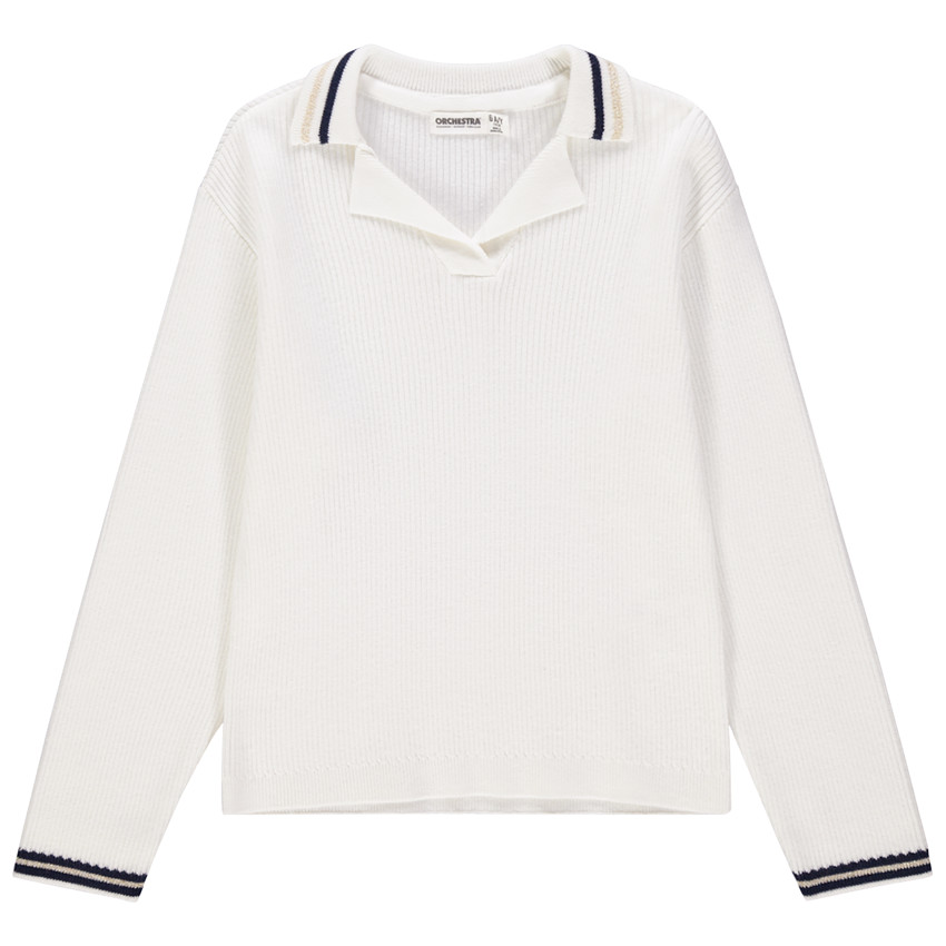 Trui in ribstof met contraststrepen voor meisjes 