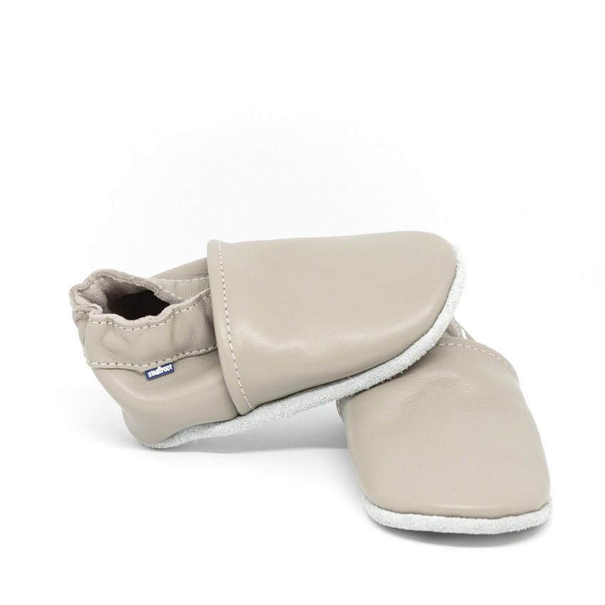 Chaussons souples 0-3M en cuir Babysoft Gris 