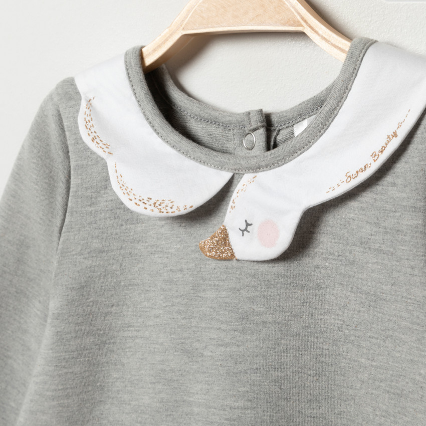 Robe manches longues effet 2 en 1 à col cygne pour bébé fille 