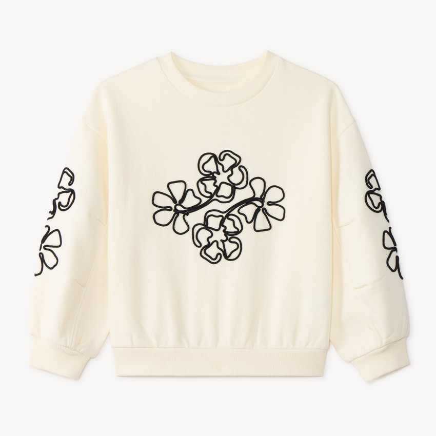 Sweatshirt meisjes van fleece met cording bloemen 