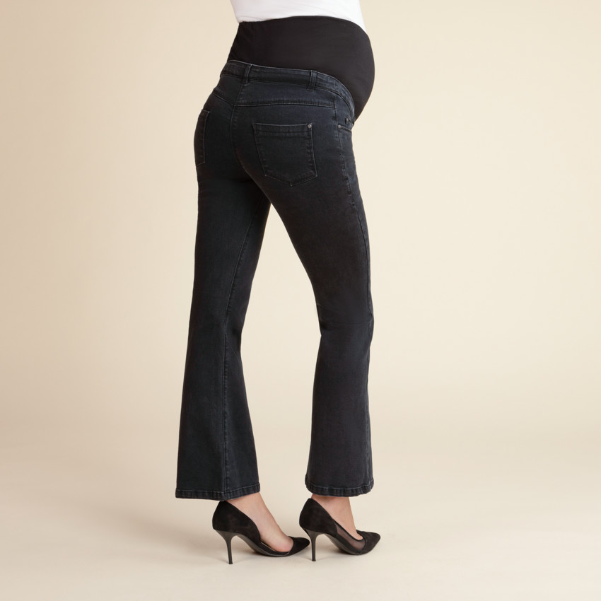 Jean flare de grossesse avec bandeau taille haute  