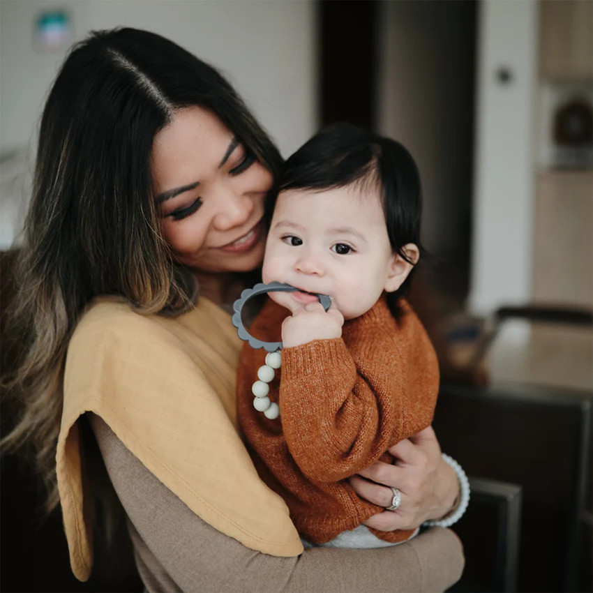 Bijtring armband Bloemen Thyme/Natuur/Berry 3stks 