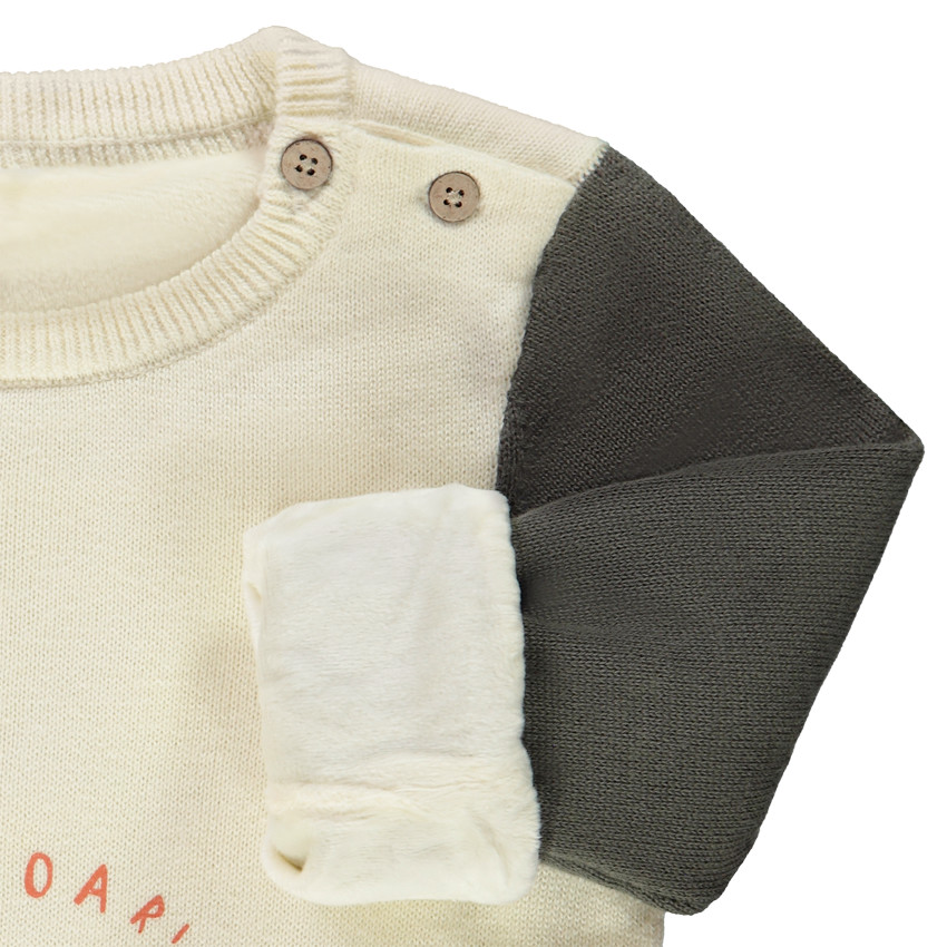 Pull en tricot doublé velours print dinosaures pour bébé garçon 