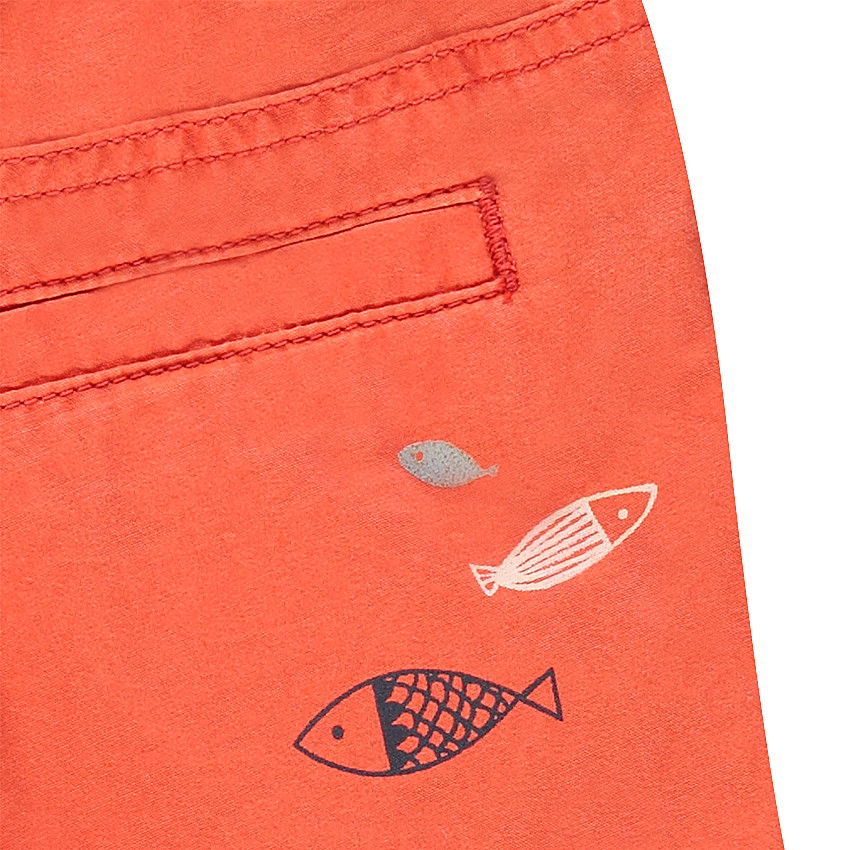 Ensemble chemise imprimée et bermuda corail 