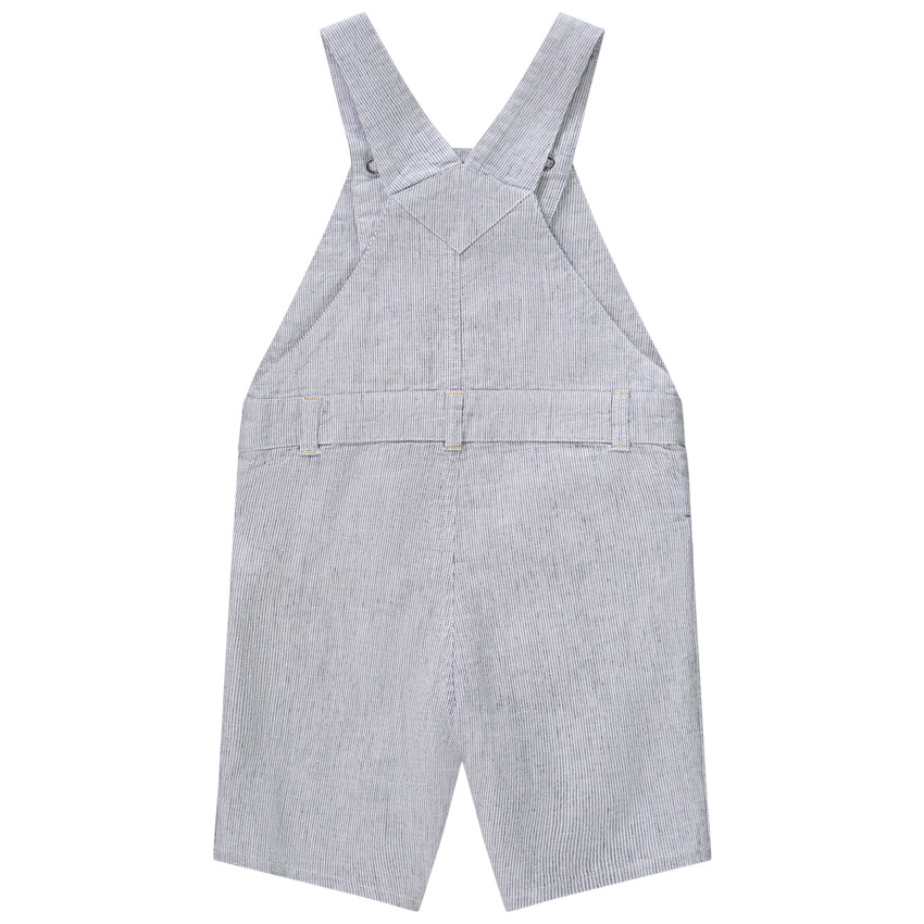 Salopette courte en toile à fines rayures pour bébé garçon 