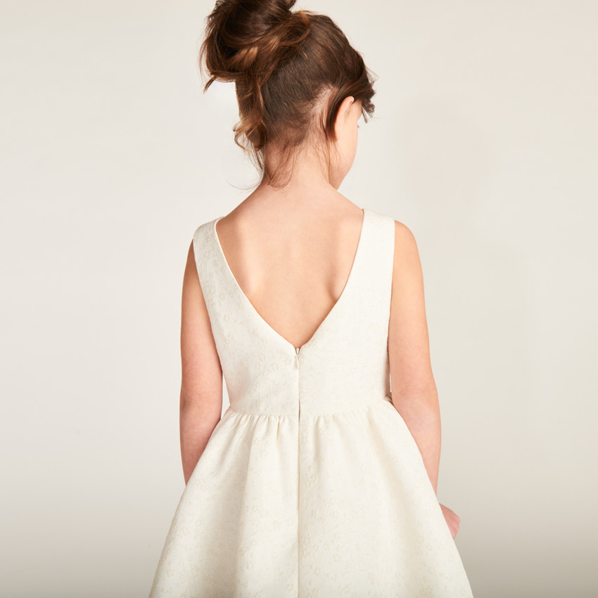 Robe en jacquard et tulle avec motifs floraux pour fille 