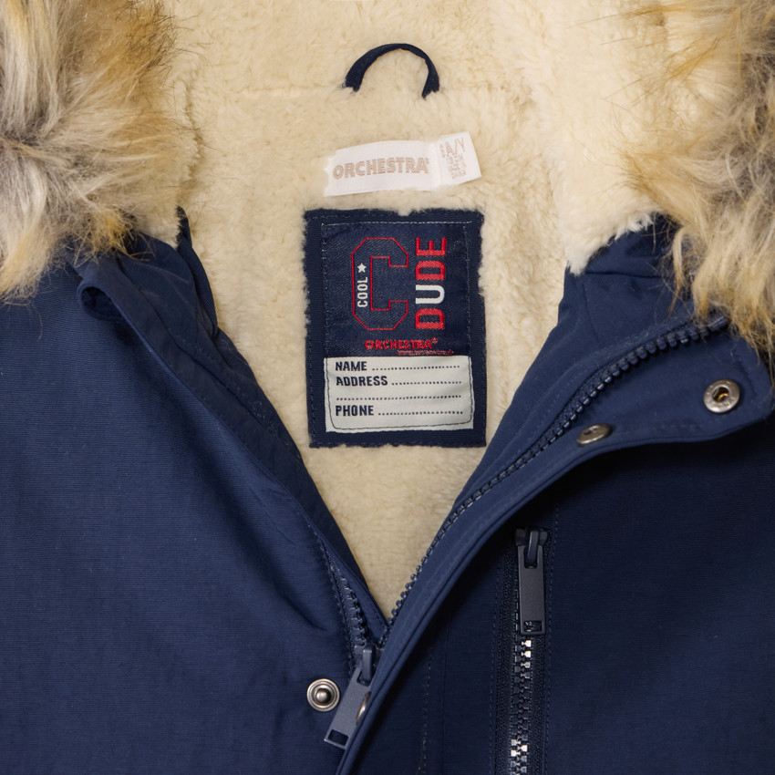 Parka à capuche avec fausse fourrure amovible pour garçon 