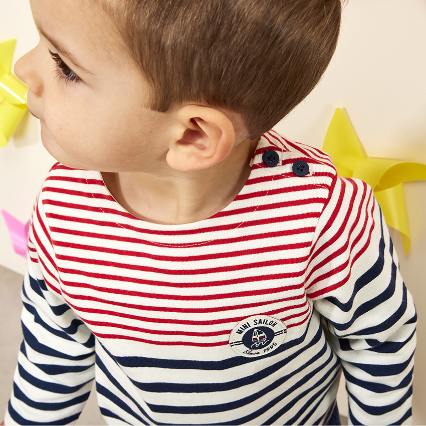 T-shirt manches longues esprit marinière pour bébé garçon 