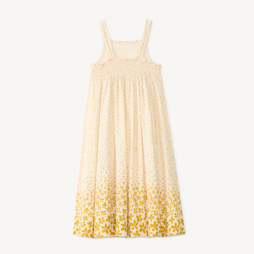 Robe longue smockée à bretelles imprimé fleurs fille 