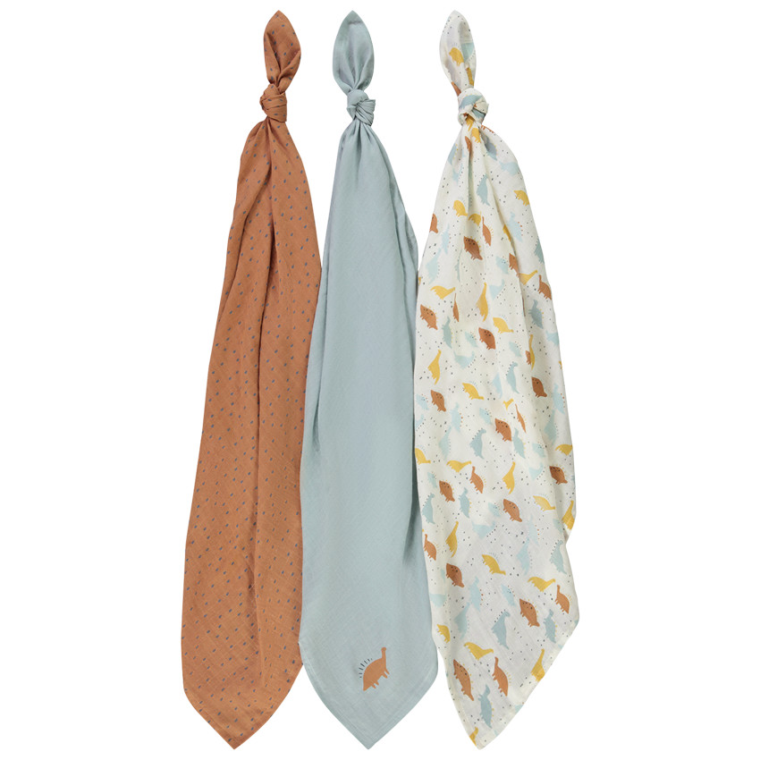 Lot de 3 langes dinosaures pour bébé garçon 