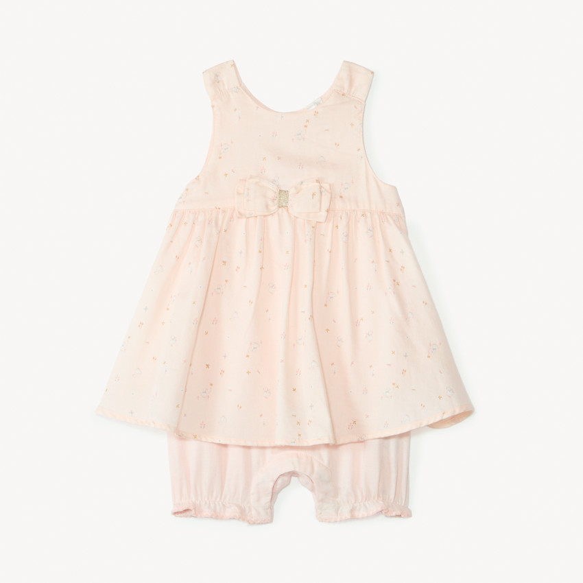 Korte 2-in-1 jumpsuit met fantasieprint voor meisjesbaby's 