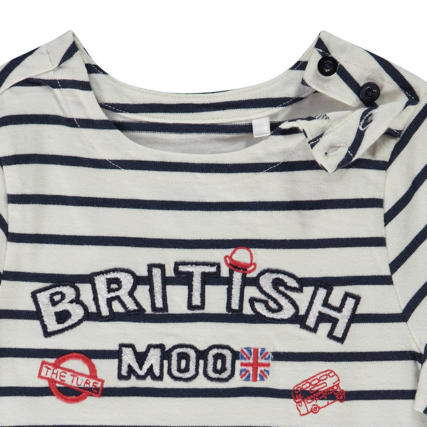 T-shirt manches longues marinière patch brodé pour bébé garçon 