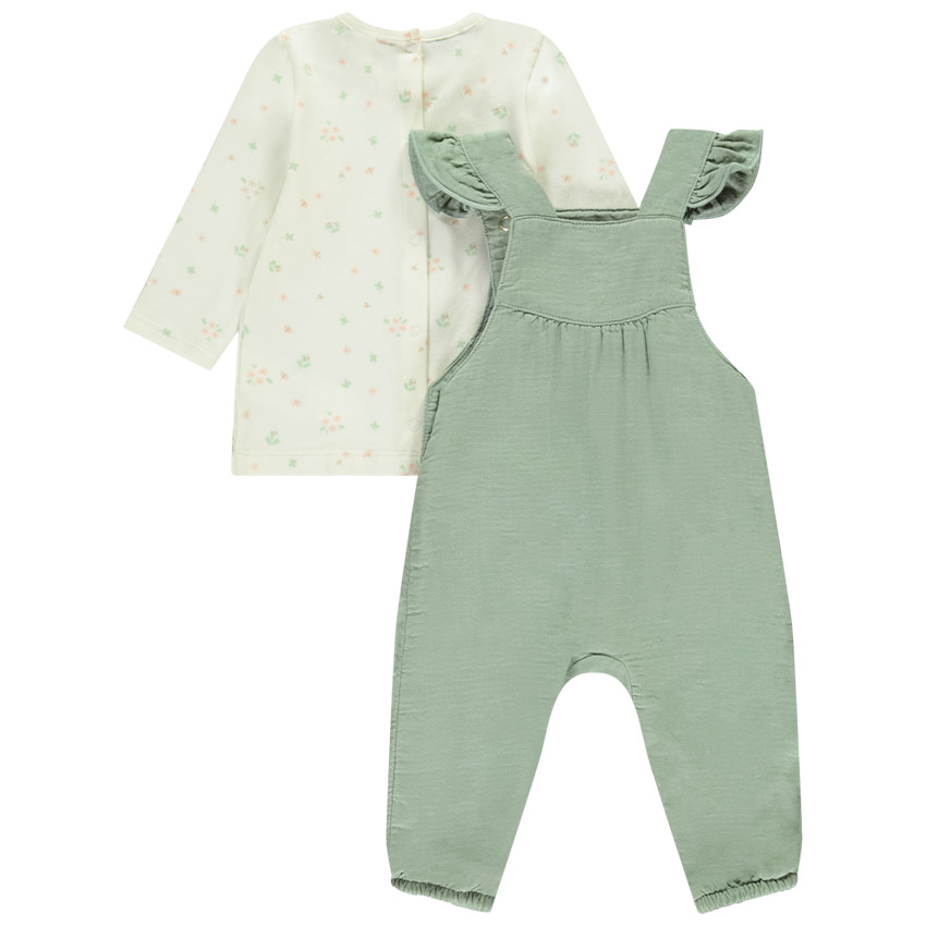 Ensemble 2 pièces avec salopette longue pour bébé fille 