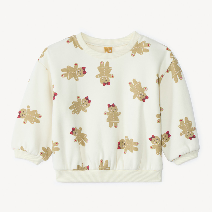 Sweat oversize imprimé biscuits de Noël pour bébé fille 