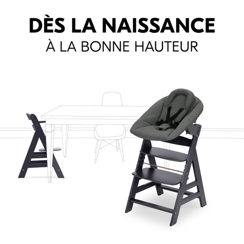 Set Chaise haute Alpha évolutieve avec Newborn Set Plus Dark Grey 