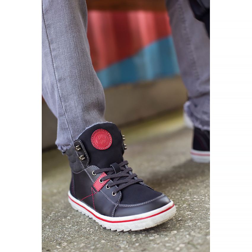 Hoge sneakers met veters en rits voor jongens 