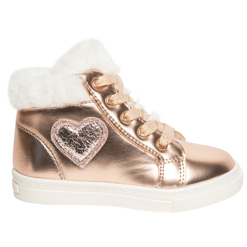 Meisjeslaarzen met metallic effect en boord van imitatiebont 