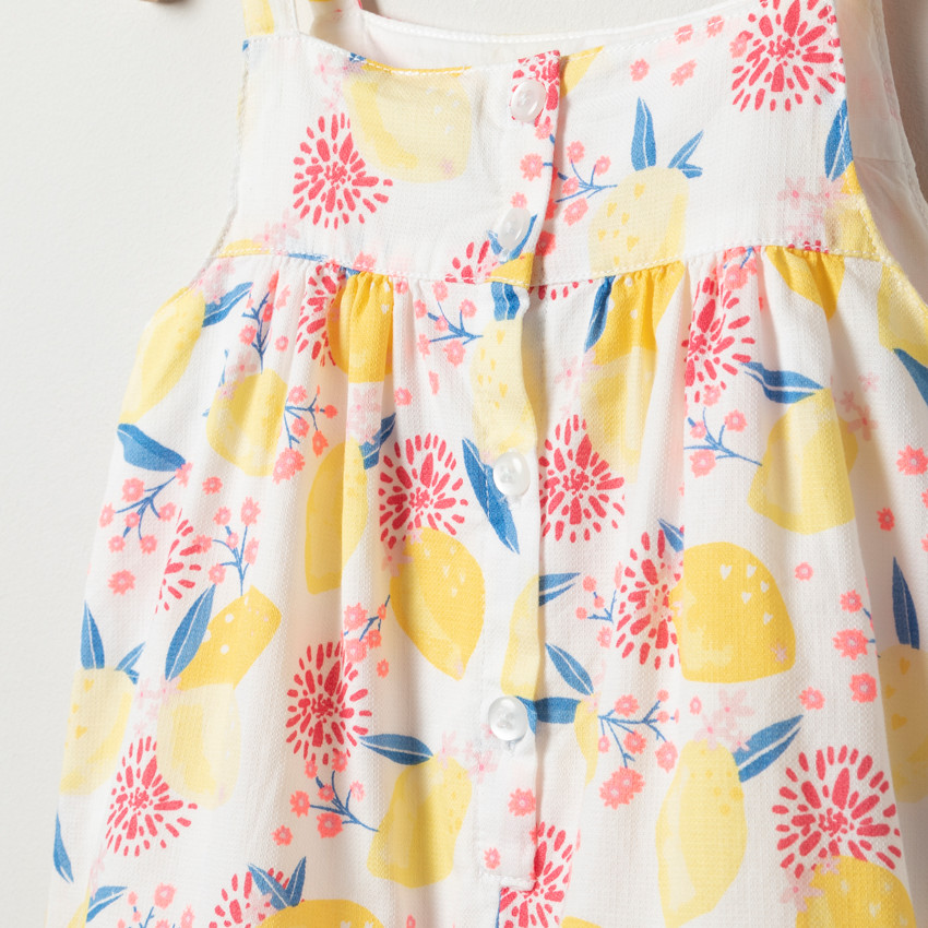 Robe à bretelles imprimée citrons all-over 