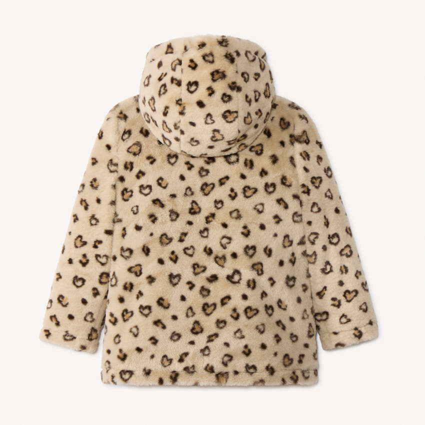 Manteau en fausse-fourrure léopard avec capuche pour fille  