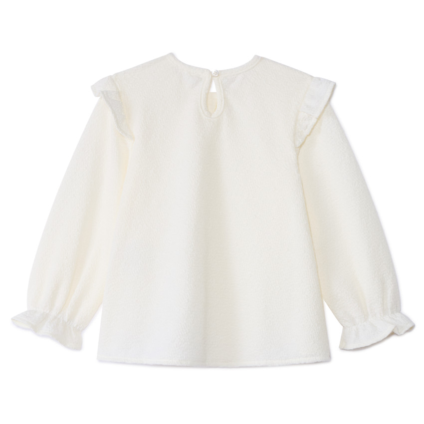 Tuniek met lange mouwen, effen kleur en ruches voor meisjes 