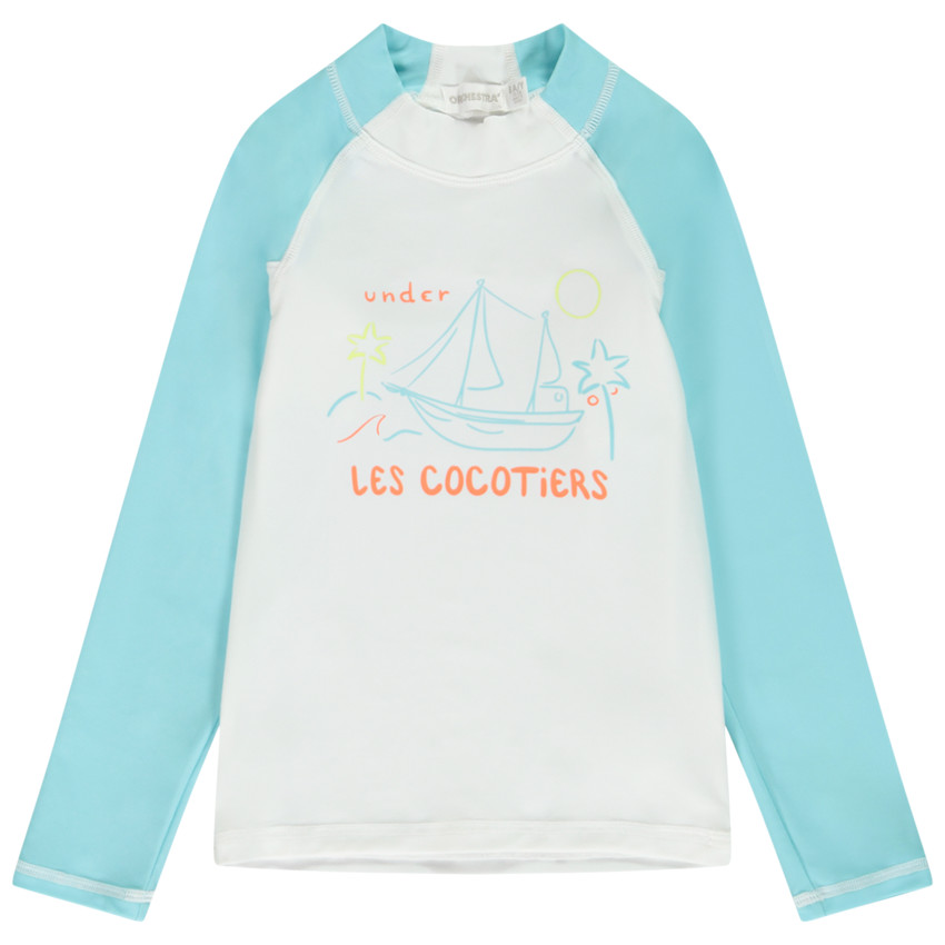 Lange mouwen anti-UV T-shirt SPF 50+ print voilier voor jongens 