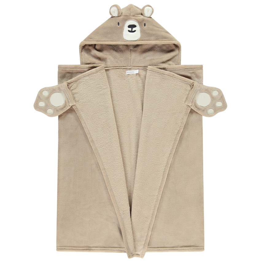 Plaid speels met kap beer in sherpa voor kinderen 