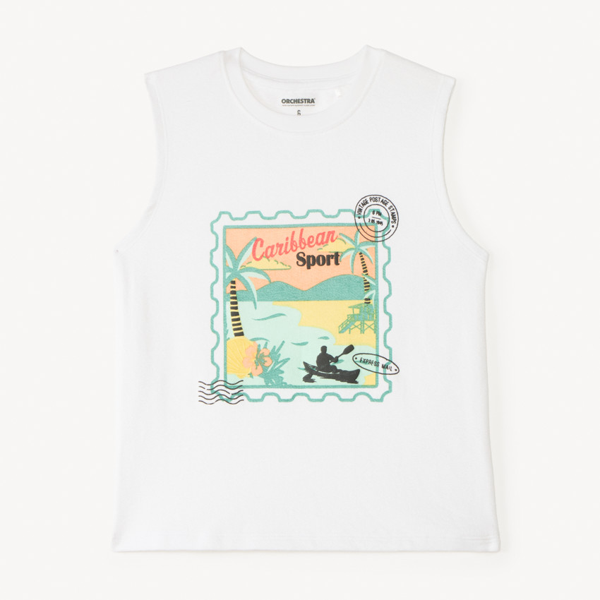 Mouwloos shirt met stempelprint jongens 