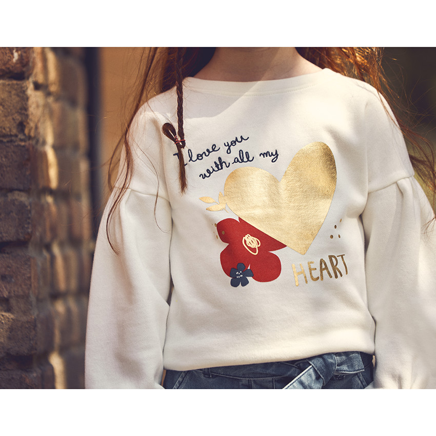 Sweat oversize en molleton printé et brodé pour fille 