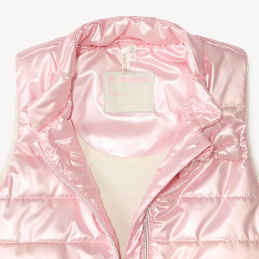 Mouwloze metallic look donsjas voor meisjes van baby. 