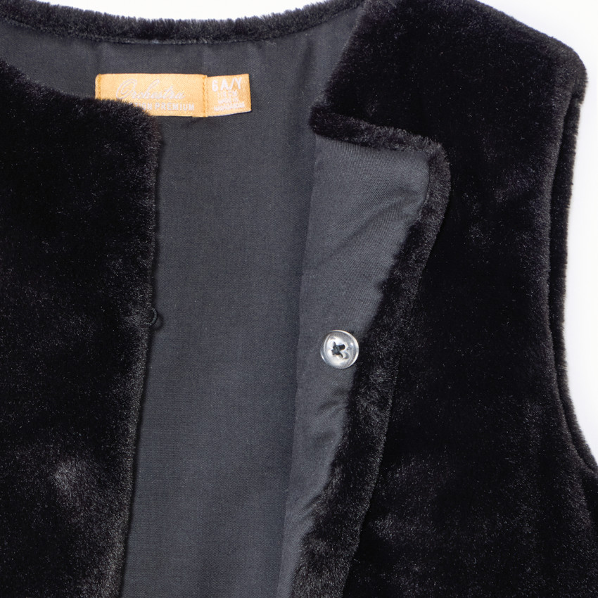 Gilet polaire sans manches uni en fausse-fourrure pour fille 