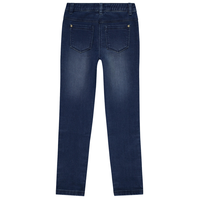 Jegging effet délavé et broderies fleurs pour fille 